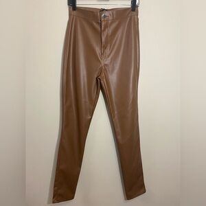 NWT Kosmios faux leather pants for women Size 11 Brown.new With Tag